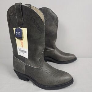 Masterson Boot Co Cowboy Boots Men Size 7.5D Gray Black Leather Pull On Western